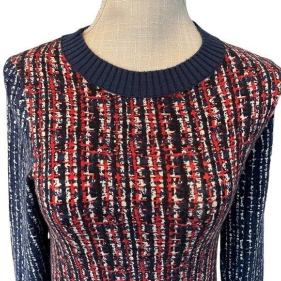 Tory Burch Blue Red Pattern Sweater - Picture 4 of 13